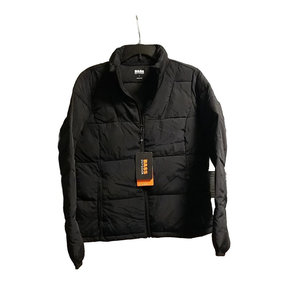 NWT Bass Outdoor Women’s Puffer Jacket Small Stand Collar And Zip Pockets, Black